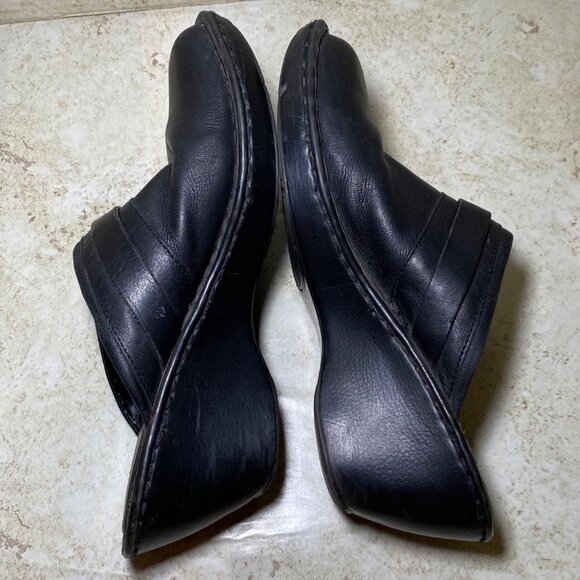 Thom Mcan Davona Womens Black Leather Slip-On Clog Buckle Detail Wedge Heel - Picture 4 of 9